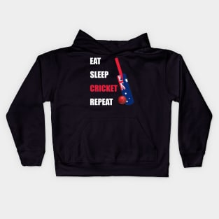 Eat Sleep Cricket Repeat Australia Flag Kids Hoodie